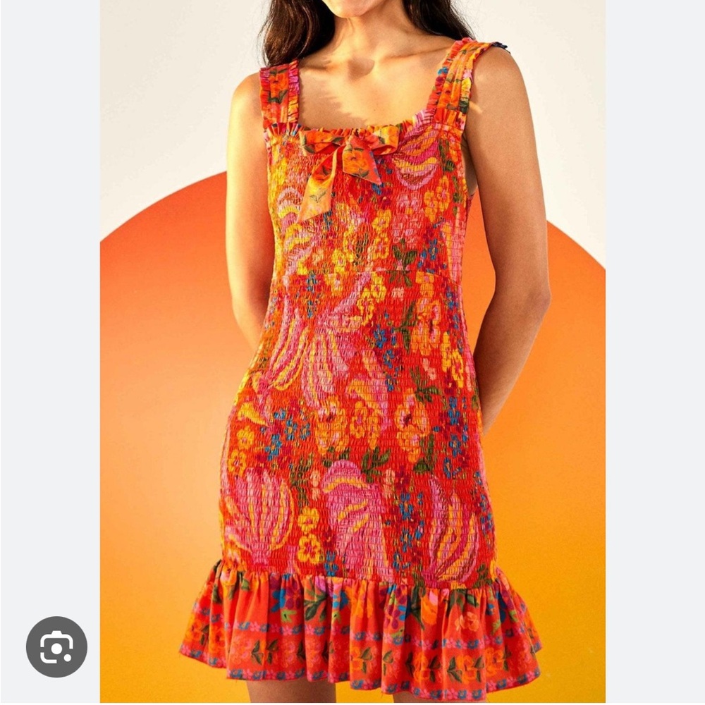 Farm Rio Spring Banana Mini Dress - Gem